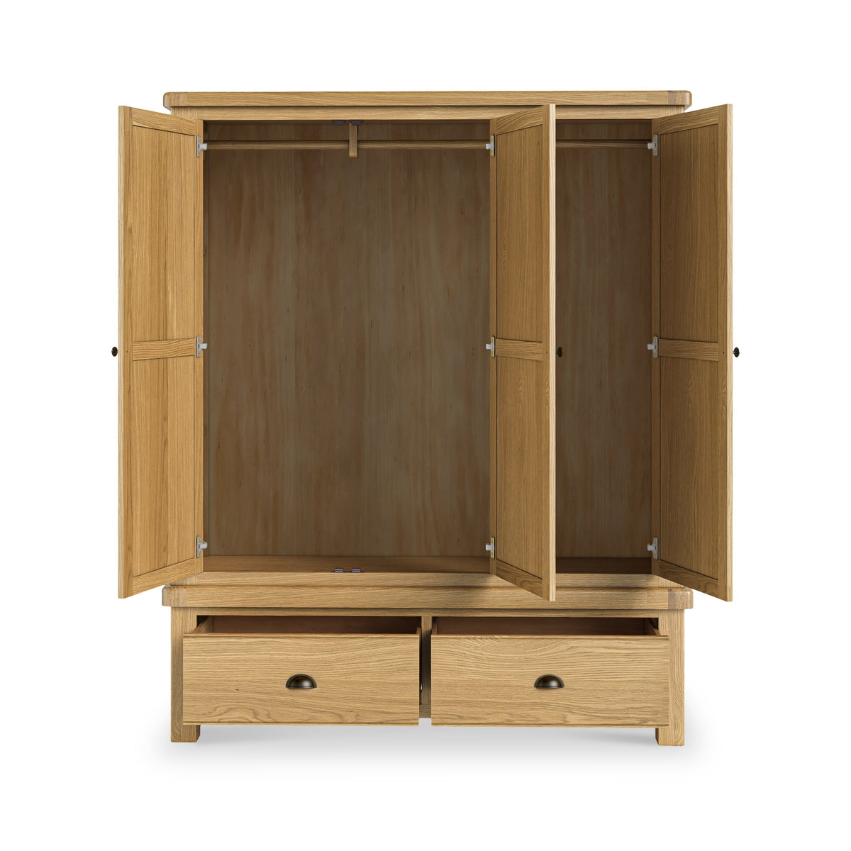 Portland Oak 2 Drawer Triple Wardrobe