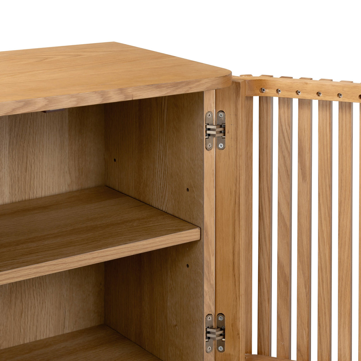 Shorwell Oak Slatted 2 Drawer 2 Door Cabinet