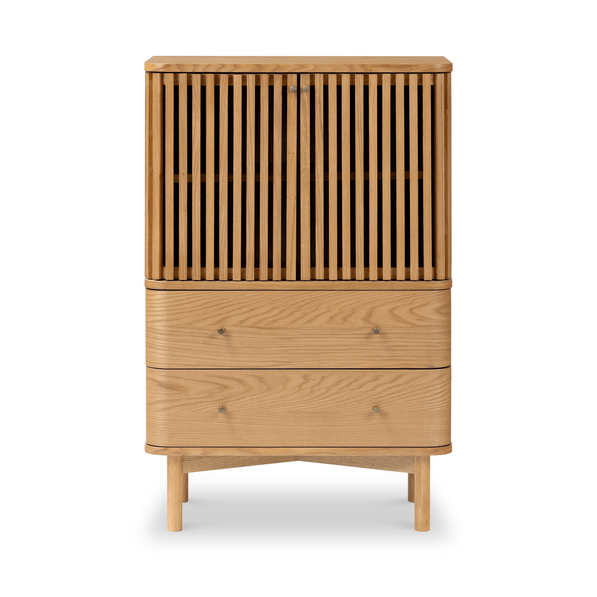 Shorwell Oak Slatted 2 Drawer 2 Door Cabinet