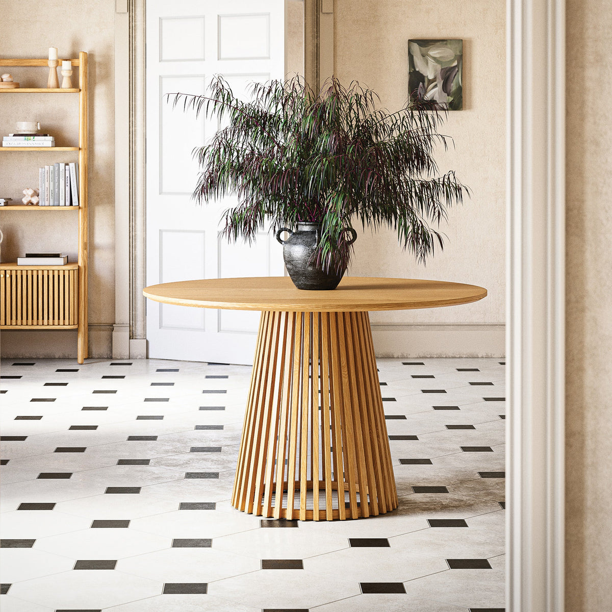 Shorwell Oak 120cm Slatted Round Dining Table
