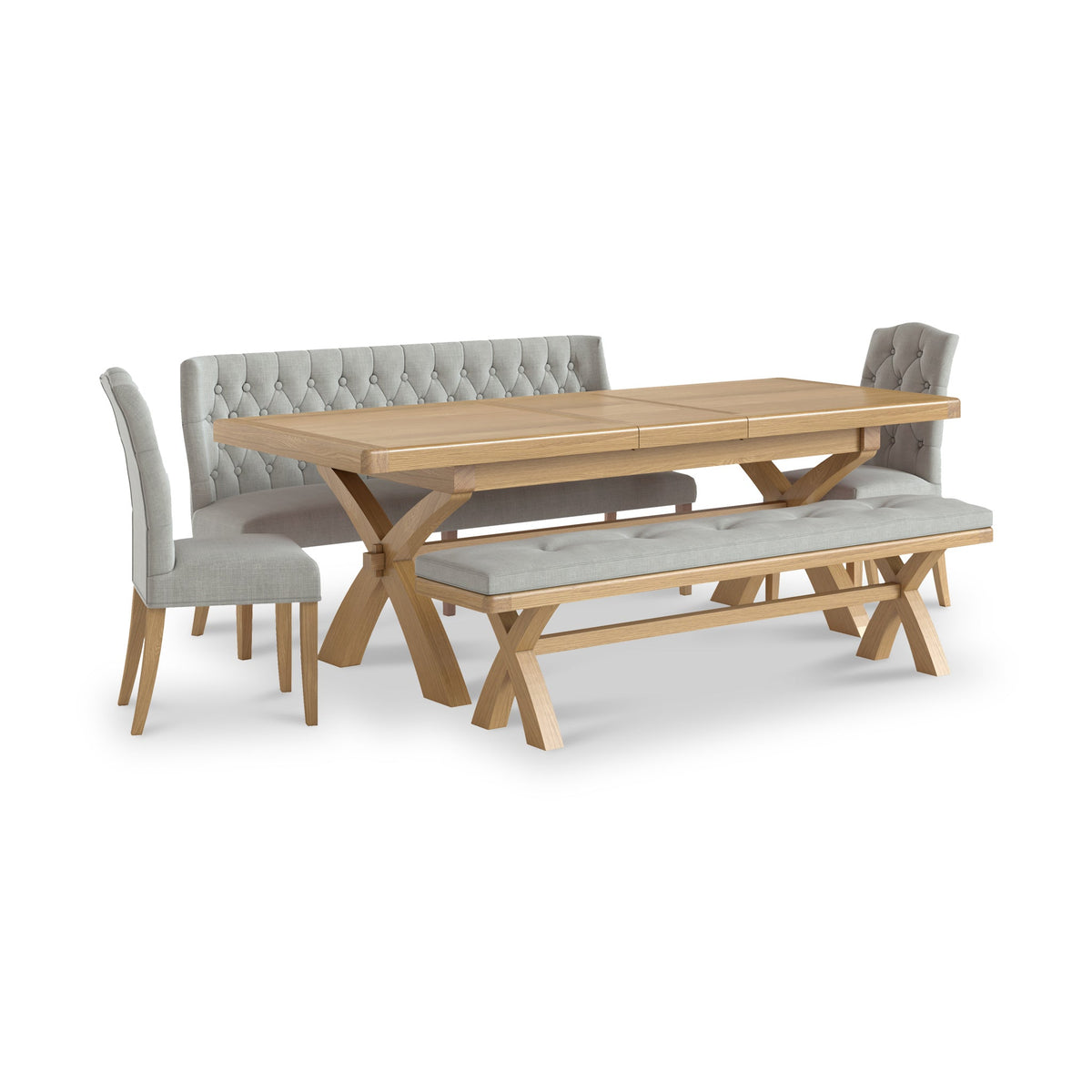 Portland Oak Extendable 200-245cm Cross Legged Dining Table