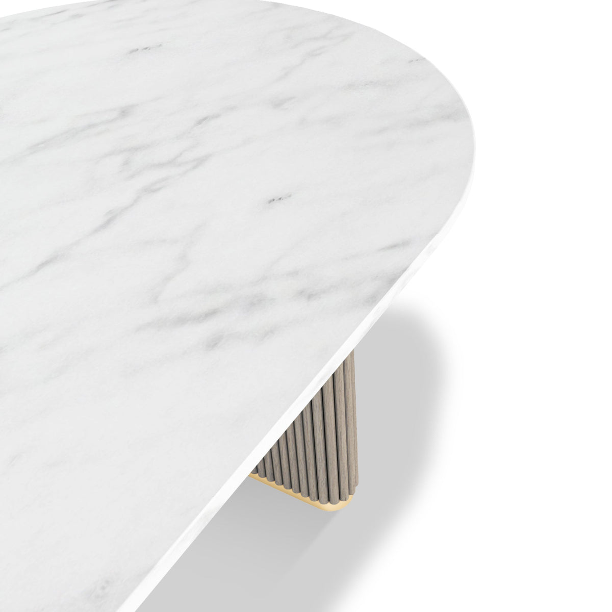 Amelie Grey 180cm Fluted Marble Oval Dining Table