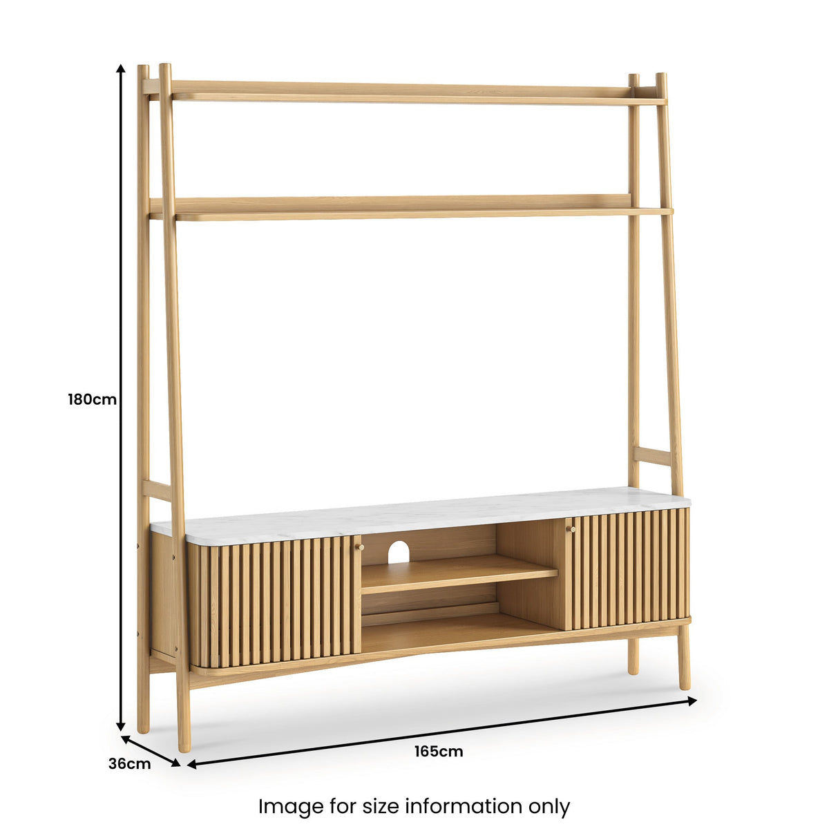 Shorwell Oak & Marble Slatted Large Ladder TV Unit