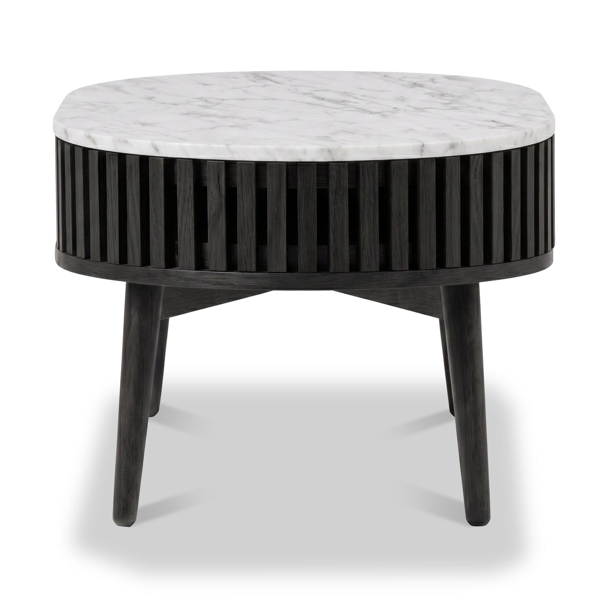 Shorwell Black & Marble 1 Drawer Oval Coffee Table