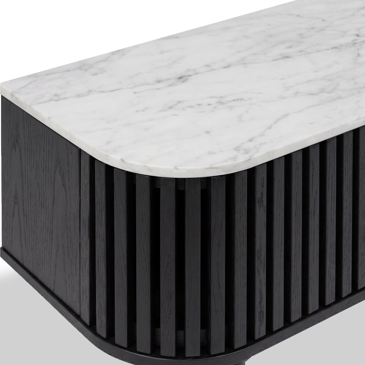 Shorwell Black & Marble Slatted 180cm TV Unit