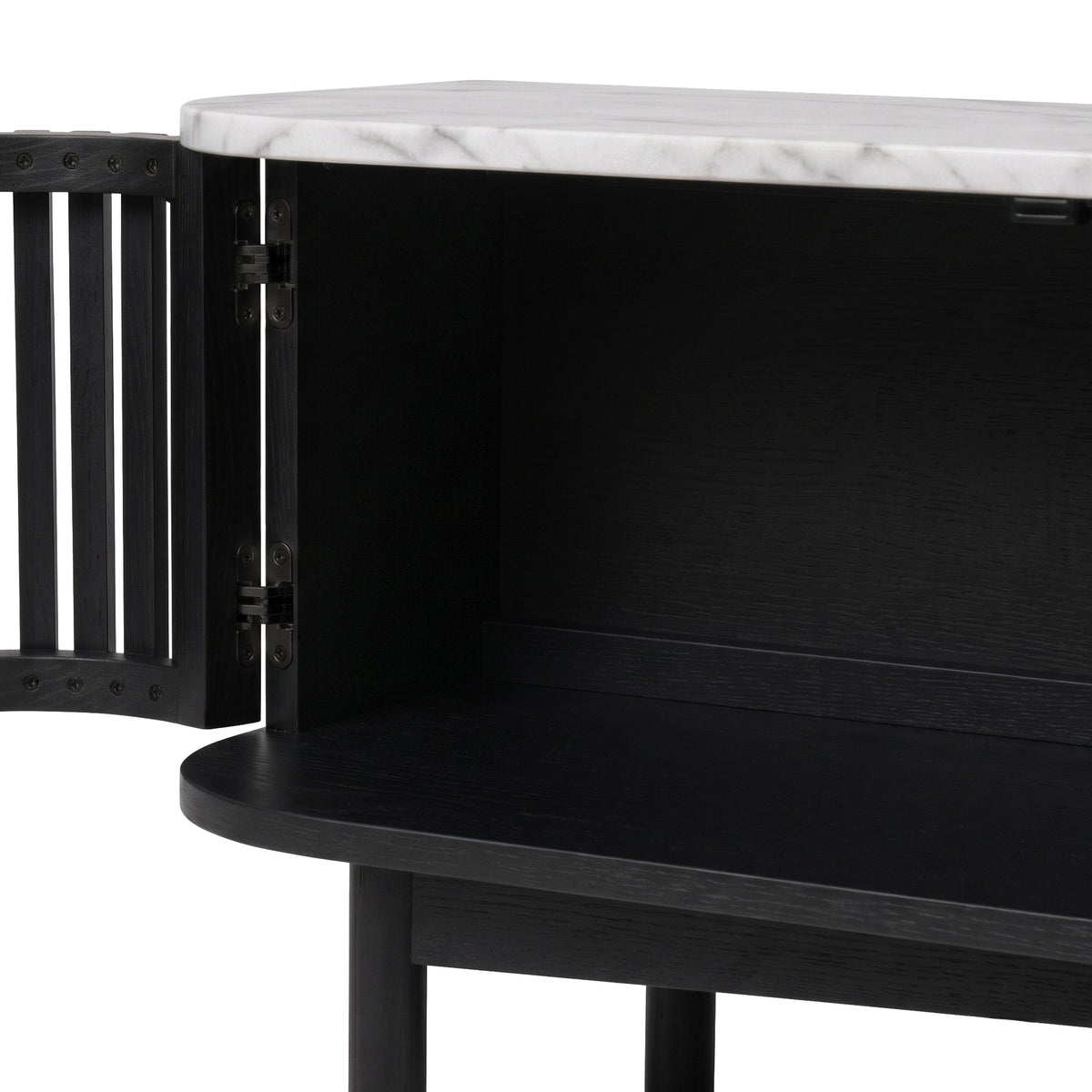 Shorwell Black & Marble Slatted 180cm TV Unit