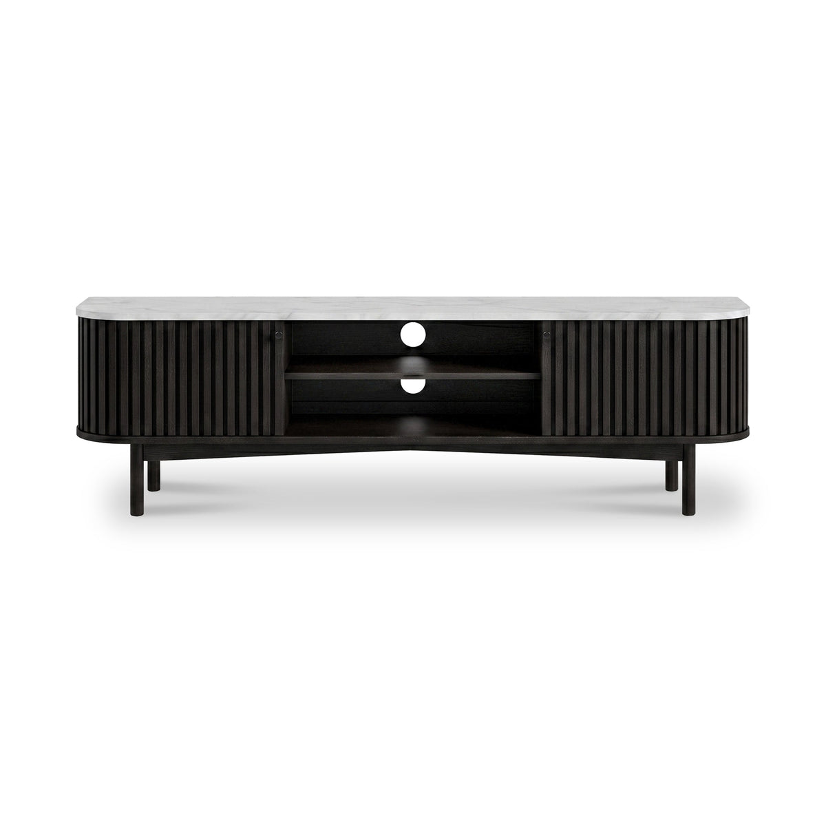 Shorwell Black & Marble Slatted 180cm TV Unit