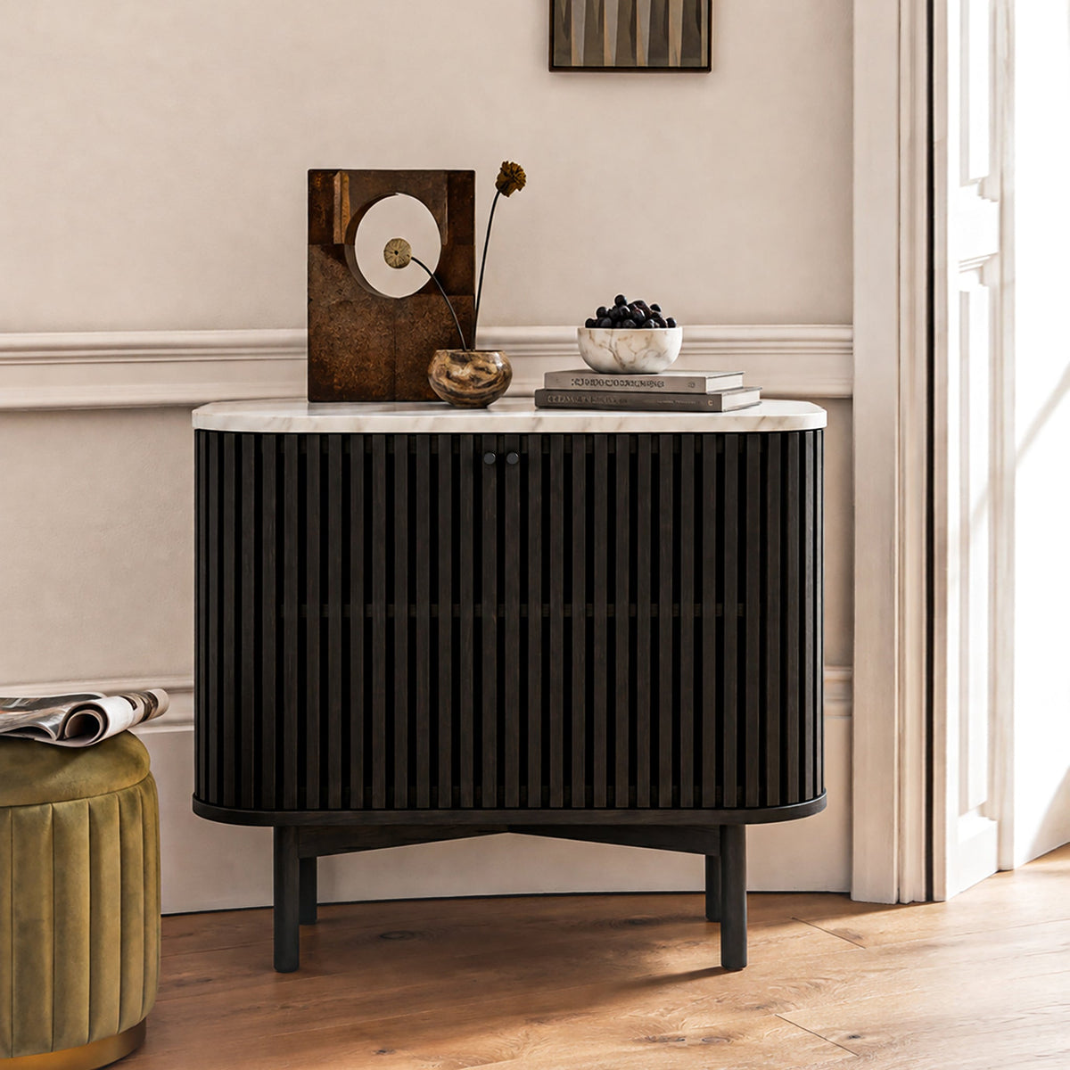 Shorwell Black & Marble Small Sideboard