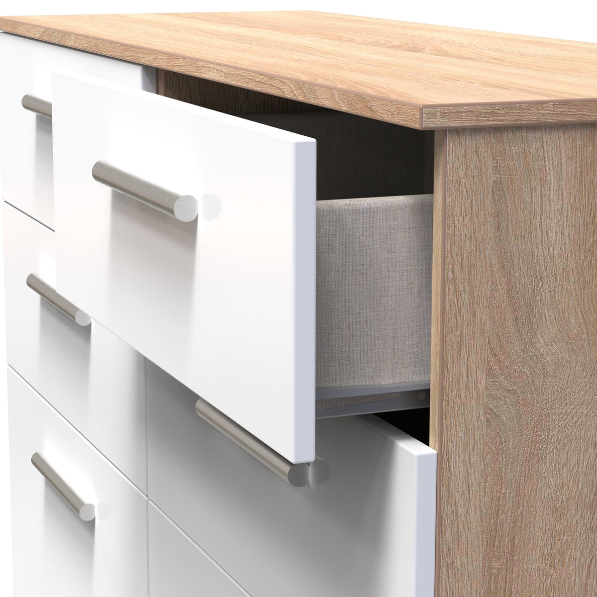 Blakely White & Light Oak 6 Drawer Wide Chest
