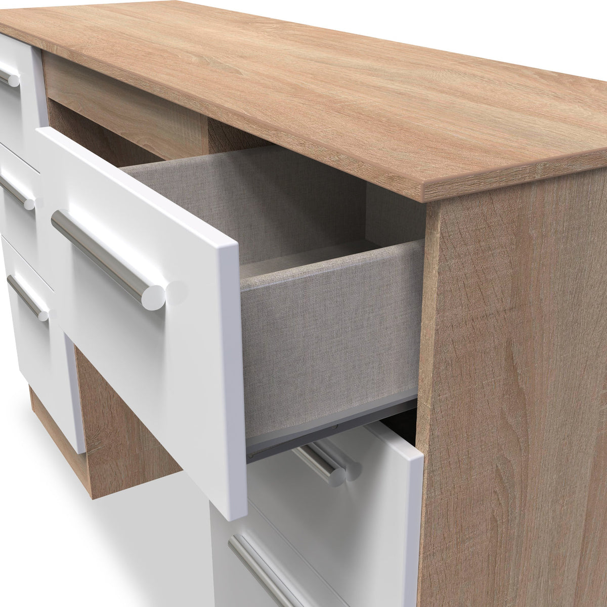 Blakely White & Light Oak 6 Drawer Storage Desk