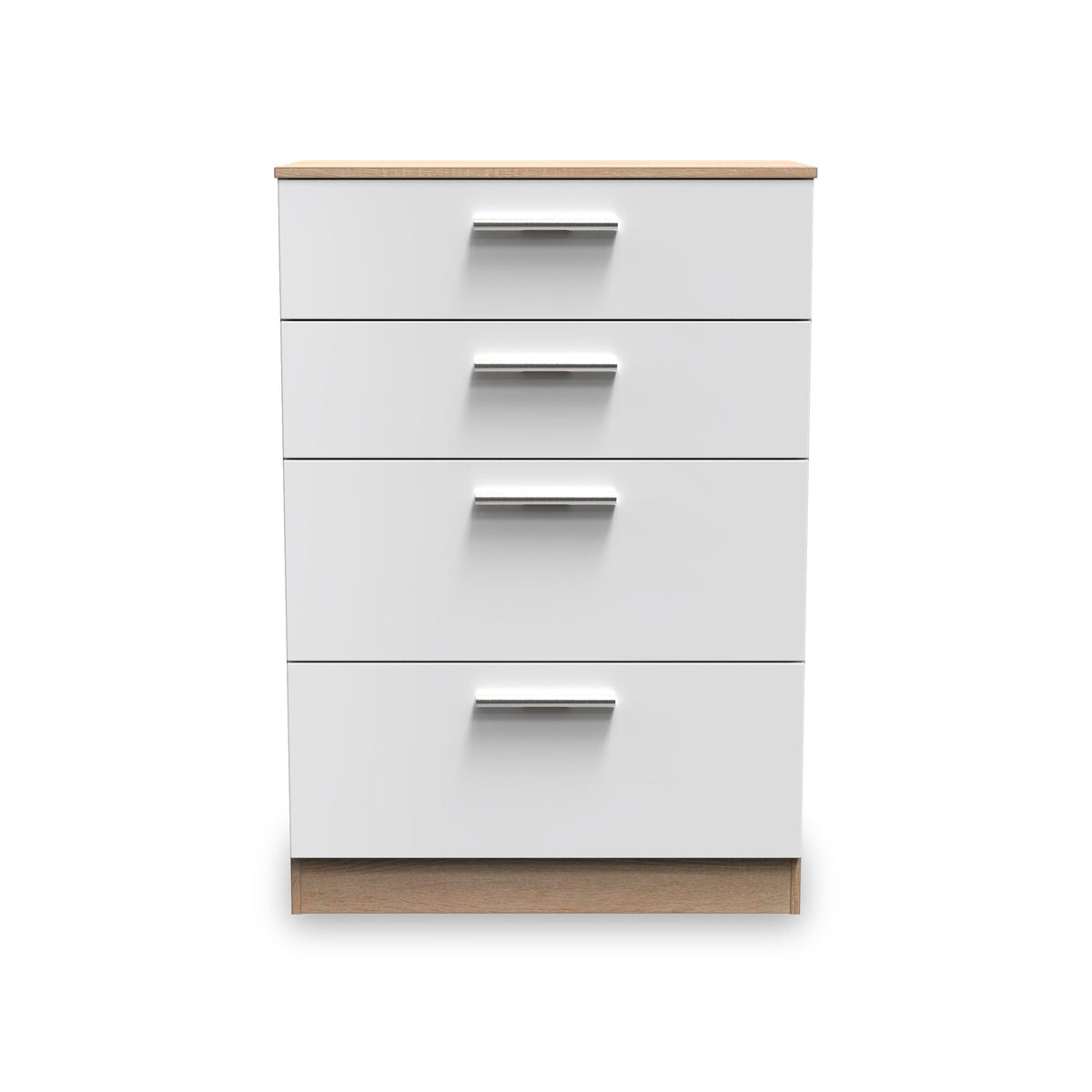 Blakely White & Light Oak 4 Drawer Deep Chest