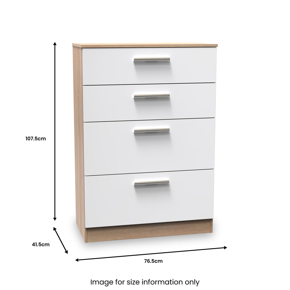 Blakely White & Light Oak 4 Drawer Deep Chest