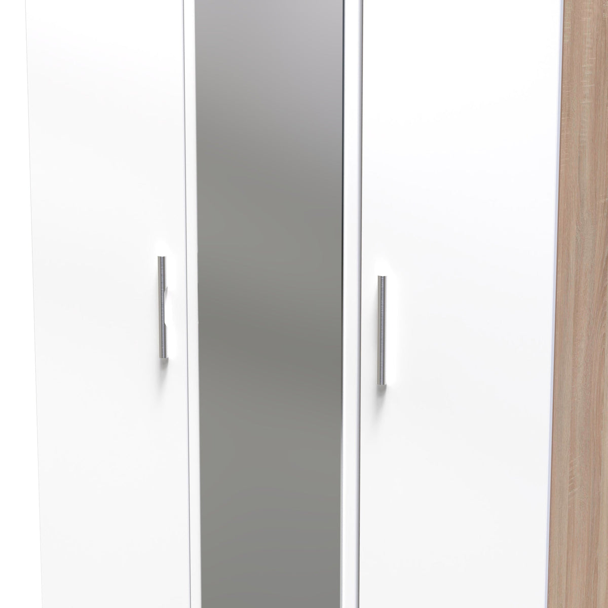 Blakely White & Light Oak Triple Mirror Wardrobe
