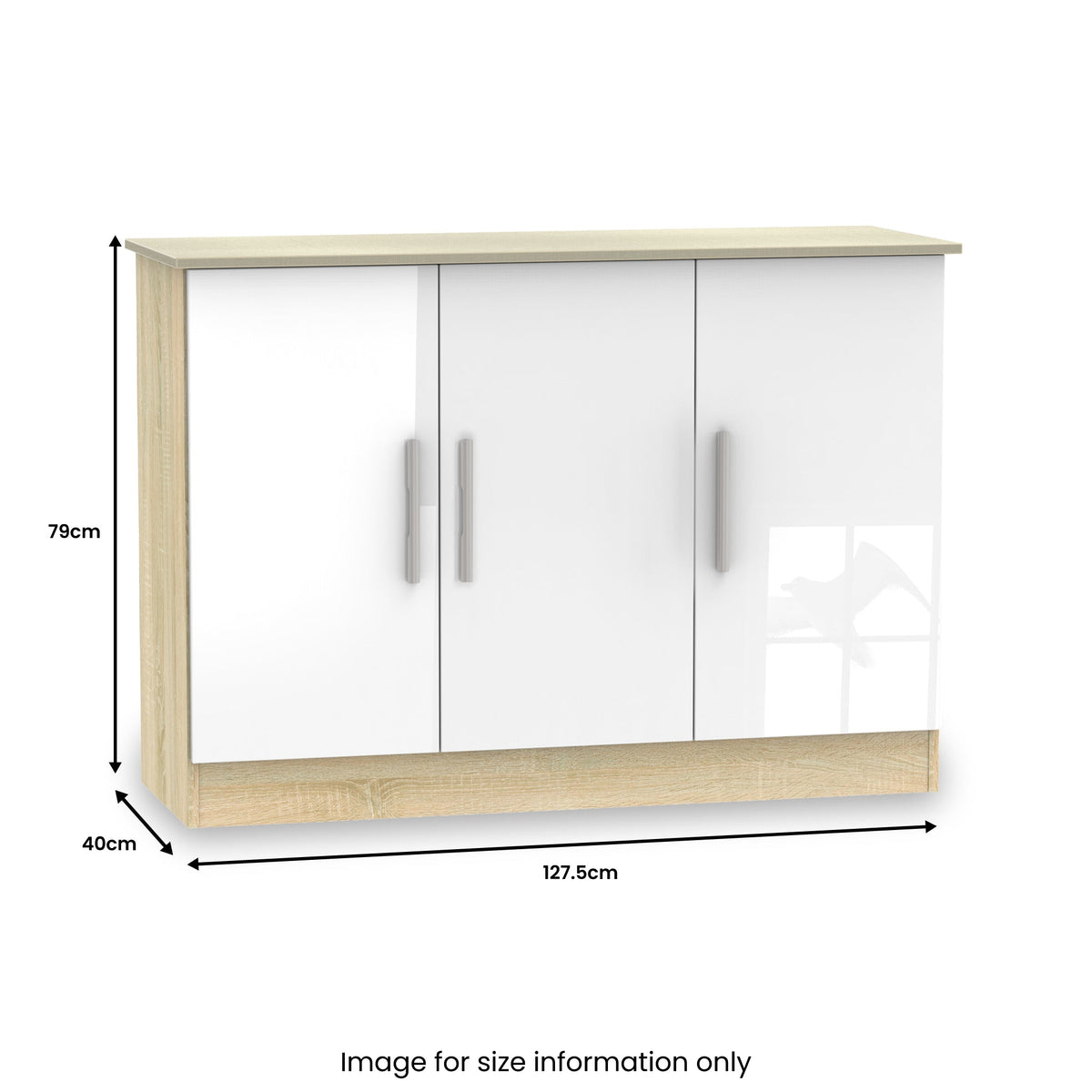 Blakely White & Light Oak 3 Door Sideboard