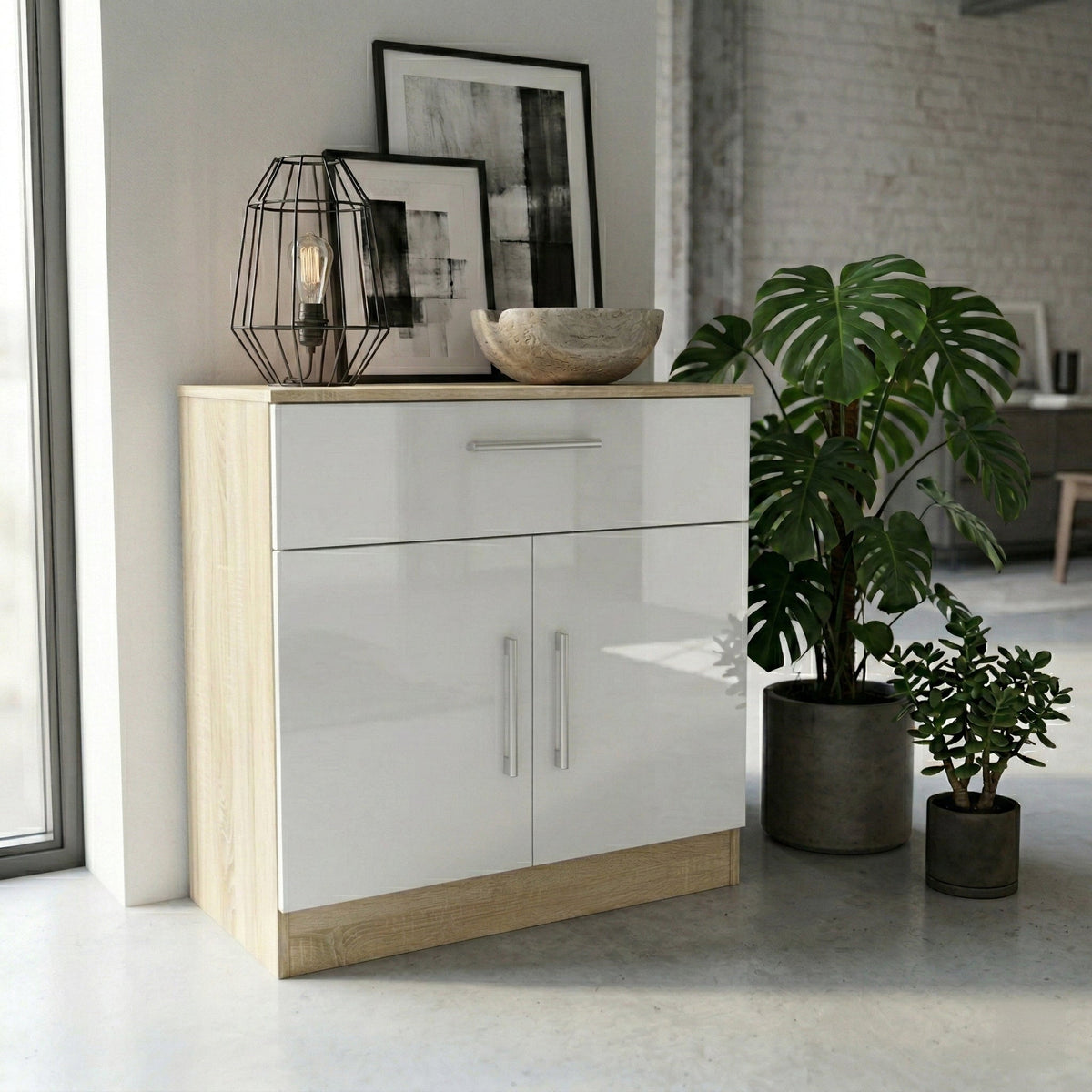 Blakely White & Light Oak 1 Drawer 2 Door Sideboard