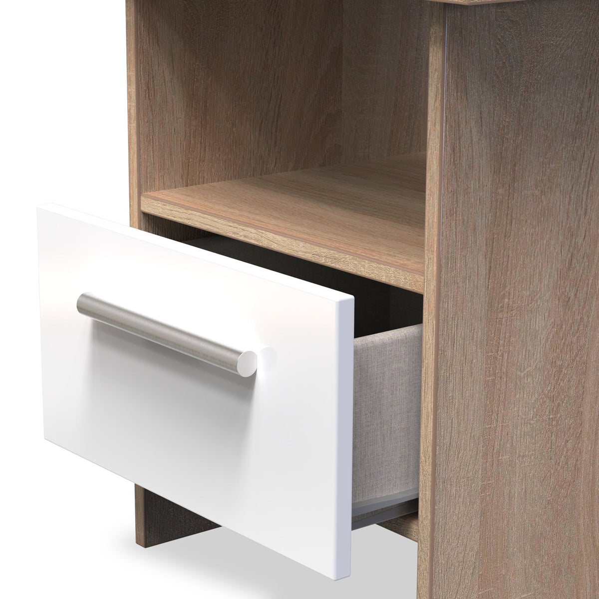 Blakely White & Light Oak 1 Drawer Lamp Table