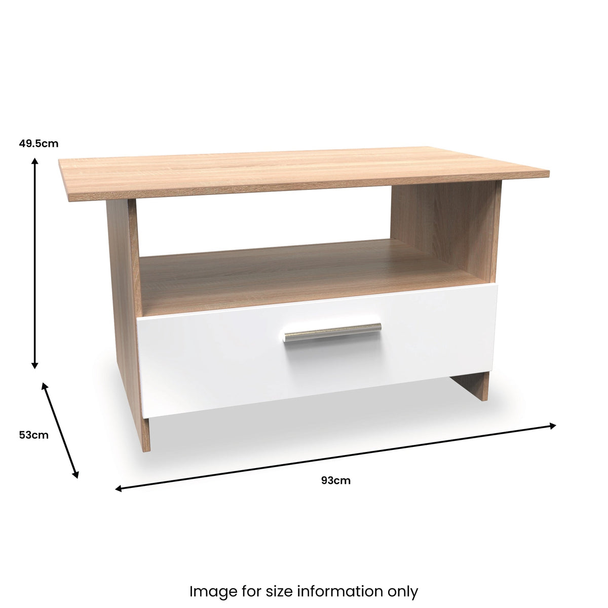 Blakely White & Light Oak 1 Drawer Coffee Table