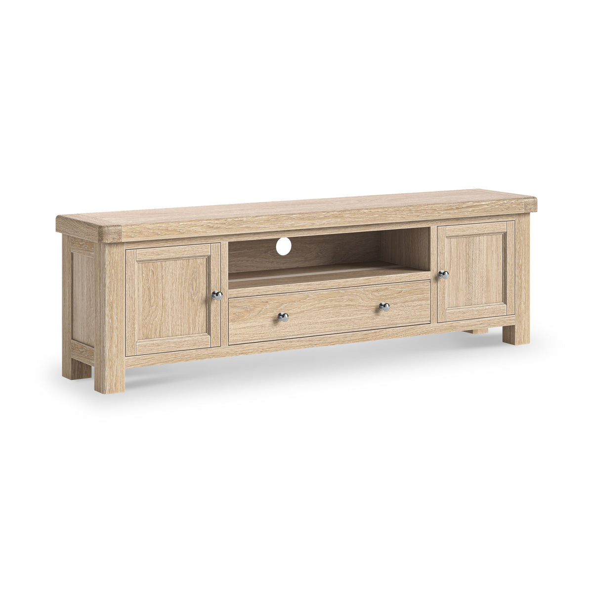 Portland Washed Oak 190cm Wide TV Unit
