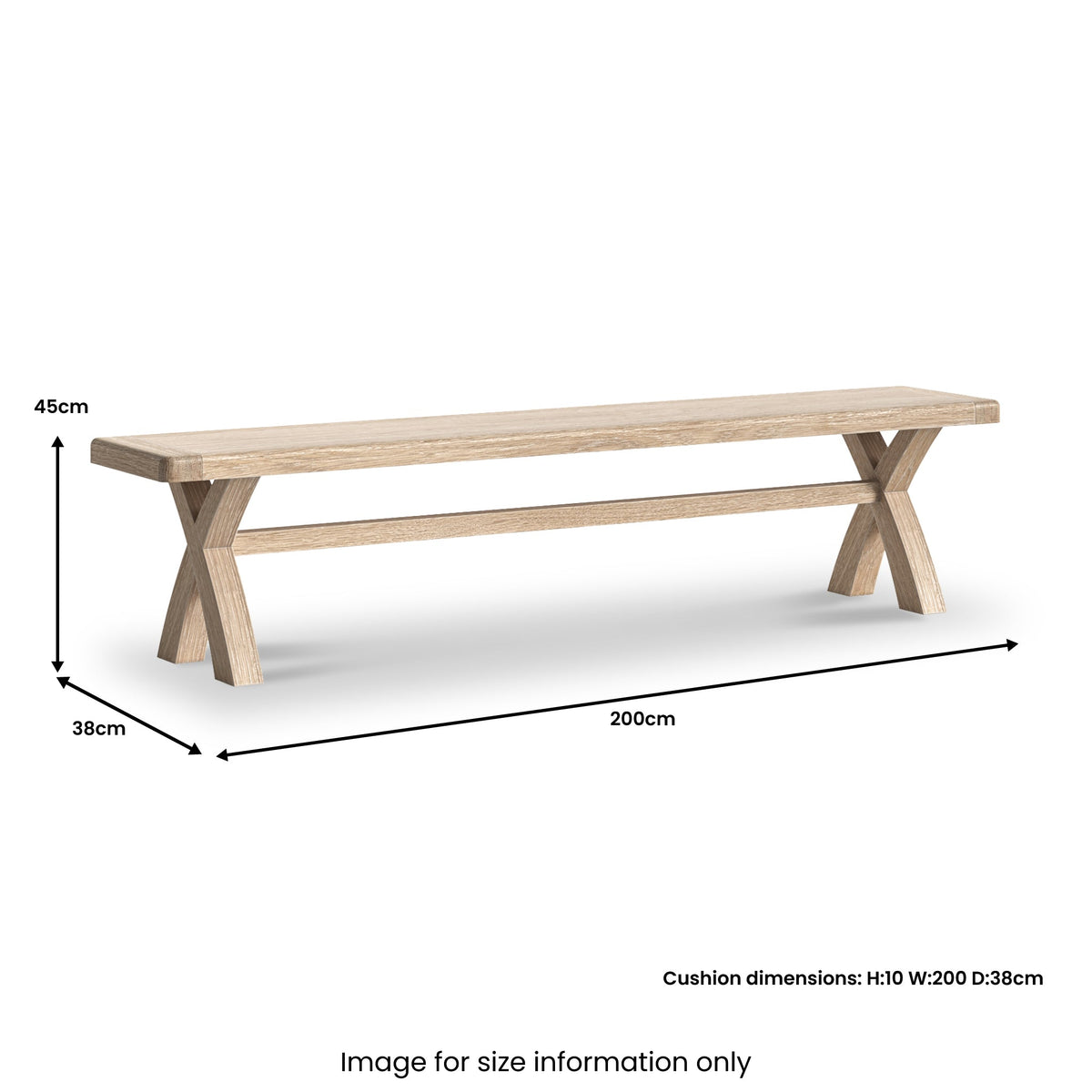 Portland Washed Oak 200cm Cross Leg Dining Bench