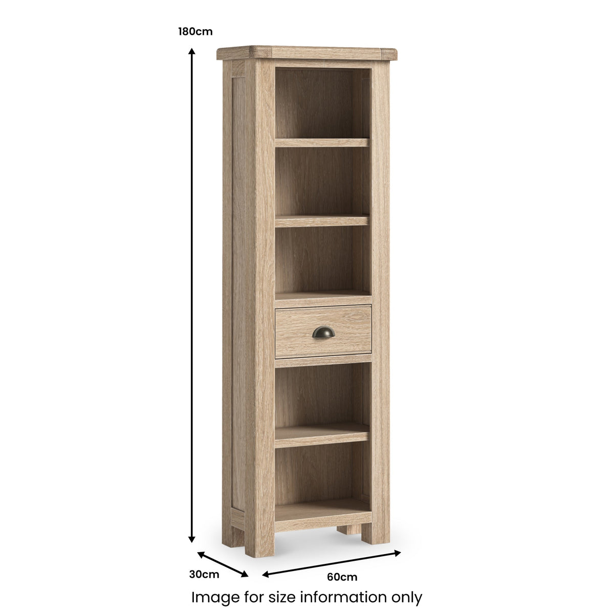 Portland Washed Oak Slim Bookcase