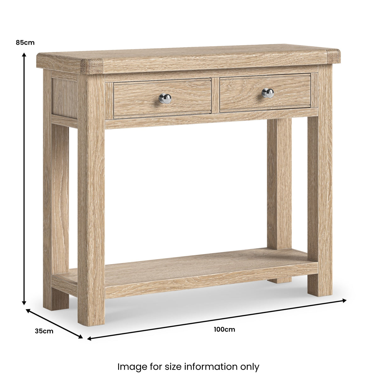 Portland Washed Oak 2 Drawer Console Table