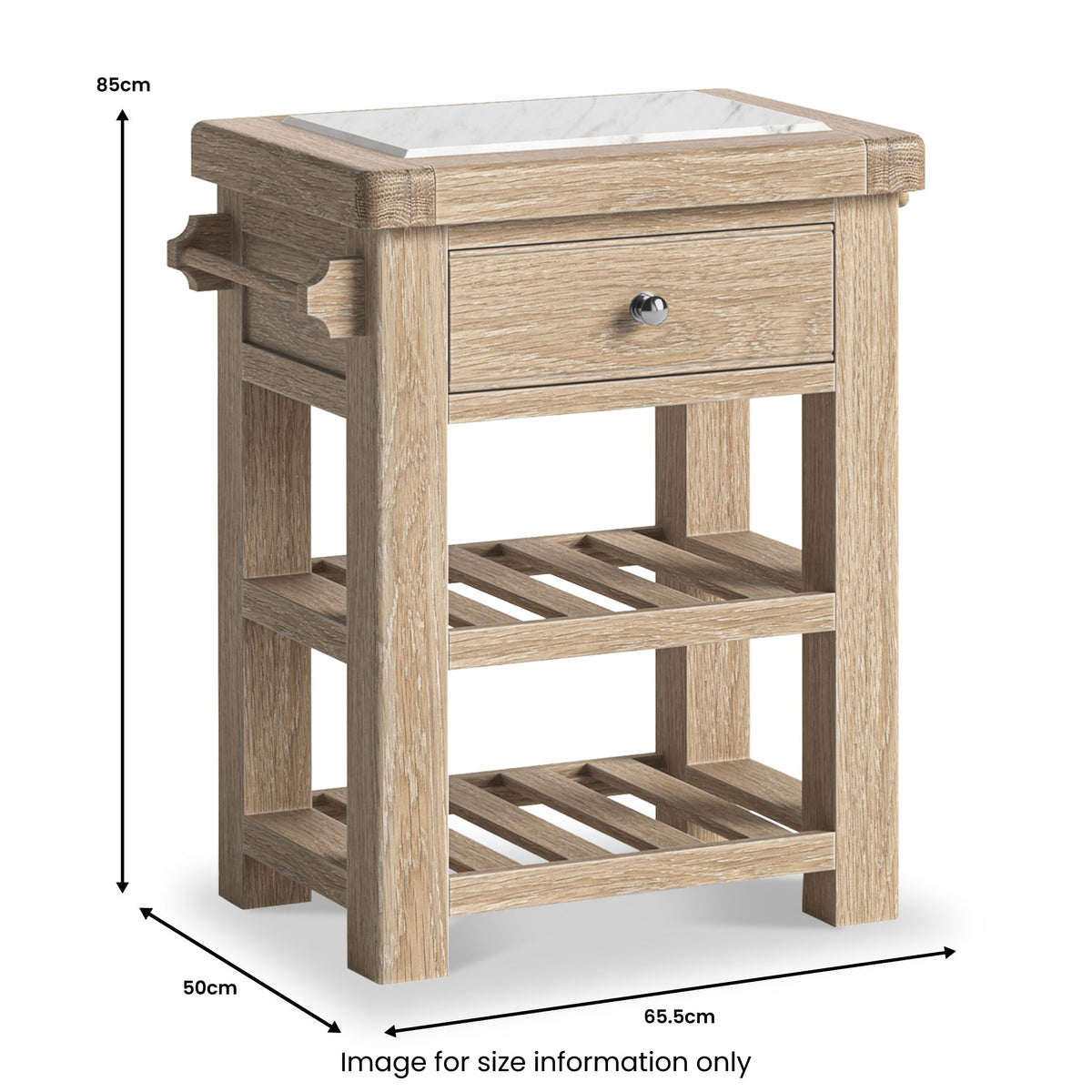 Portland Washed Oak Small Kitchen Island