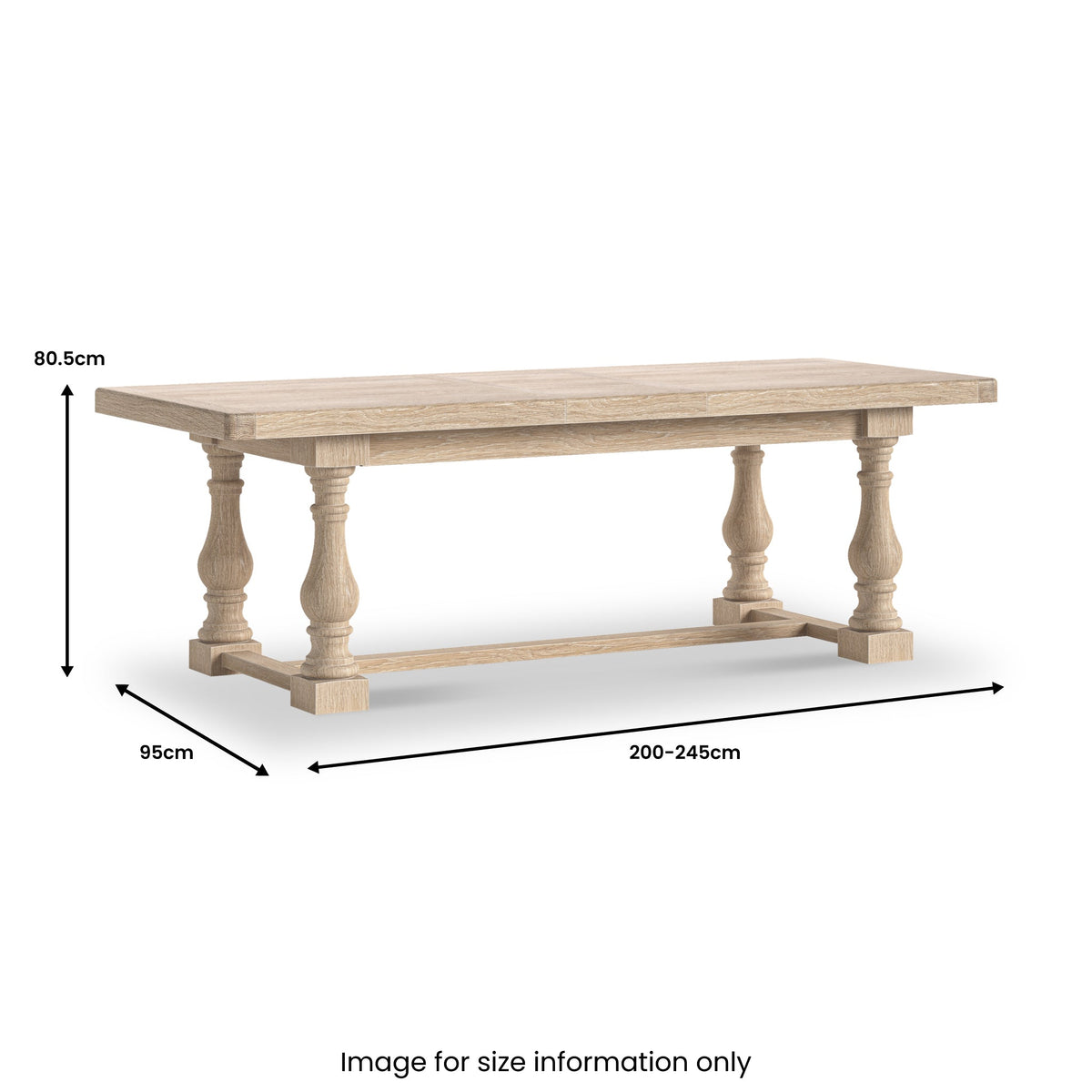 Portland Washed Oak 200-245cm Extendable Turned Dining Table