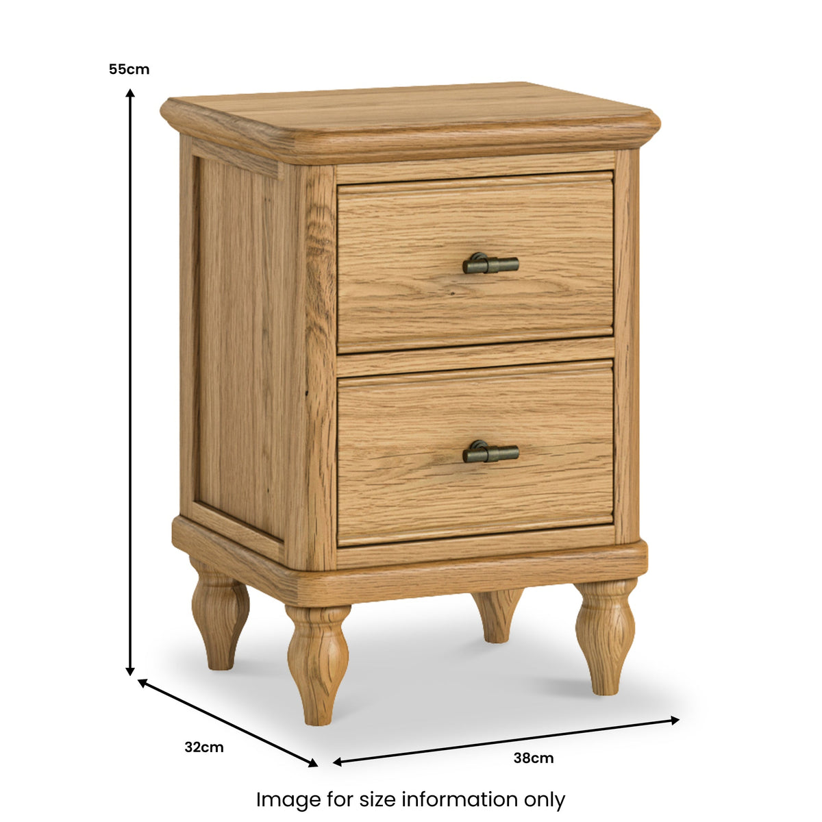 Alderley Oak 2 Drawer Slim Bedside Table
