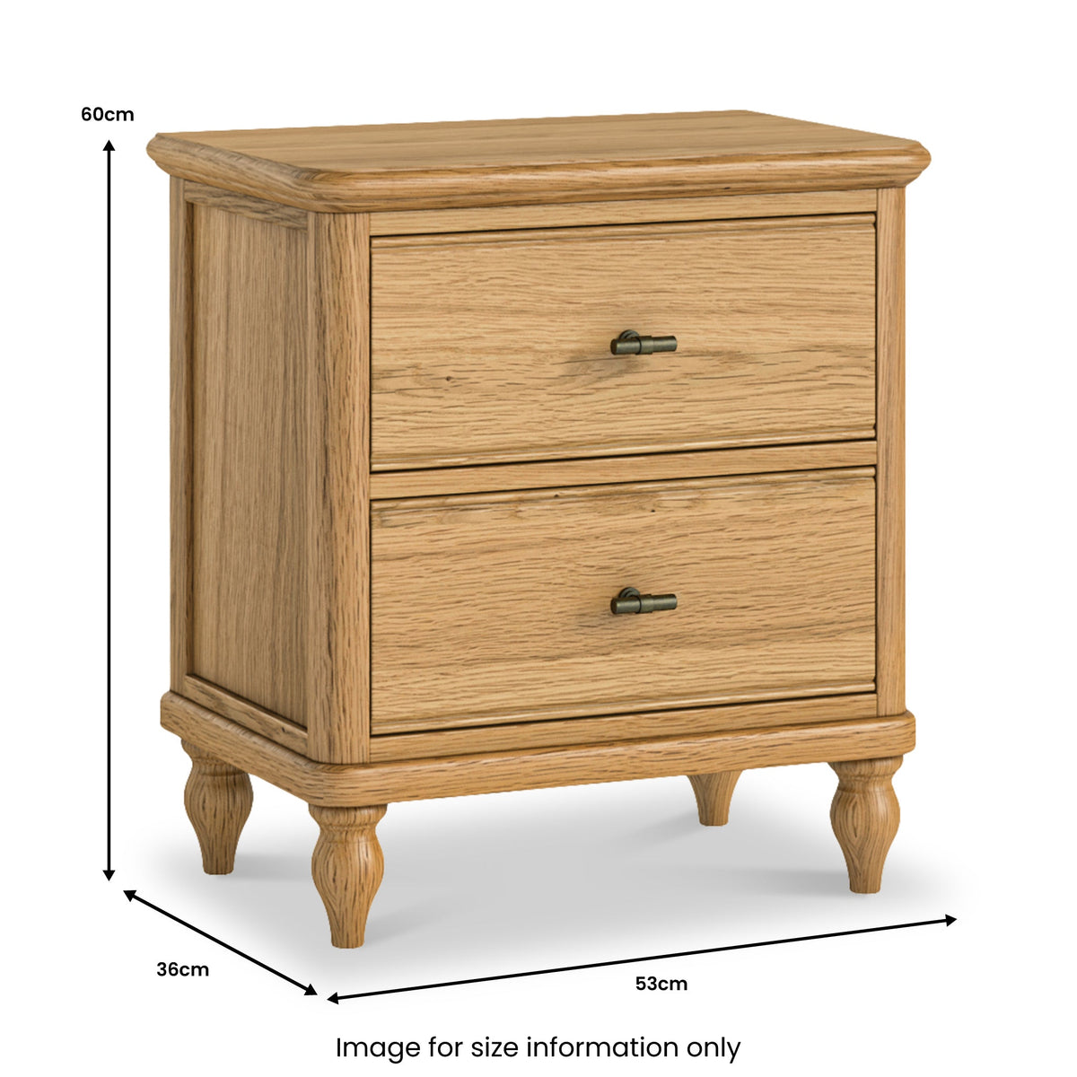 Alderley Oak 2 Drawer Wide Bedside Table
