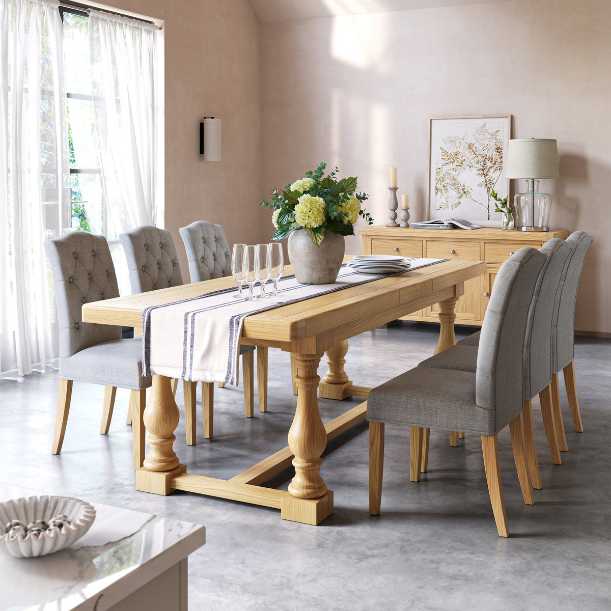 Portland Oak 200-245cm Extending Trestle Dining Table