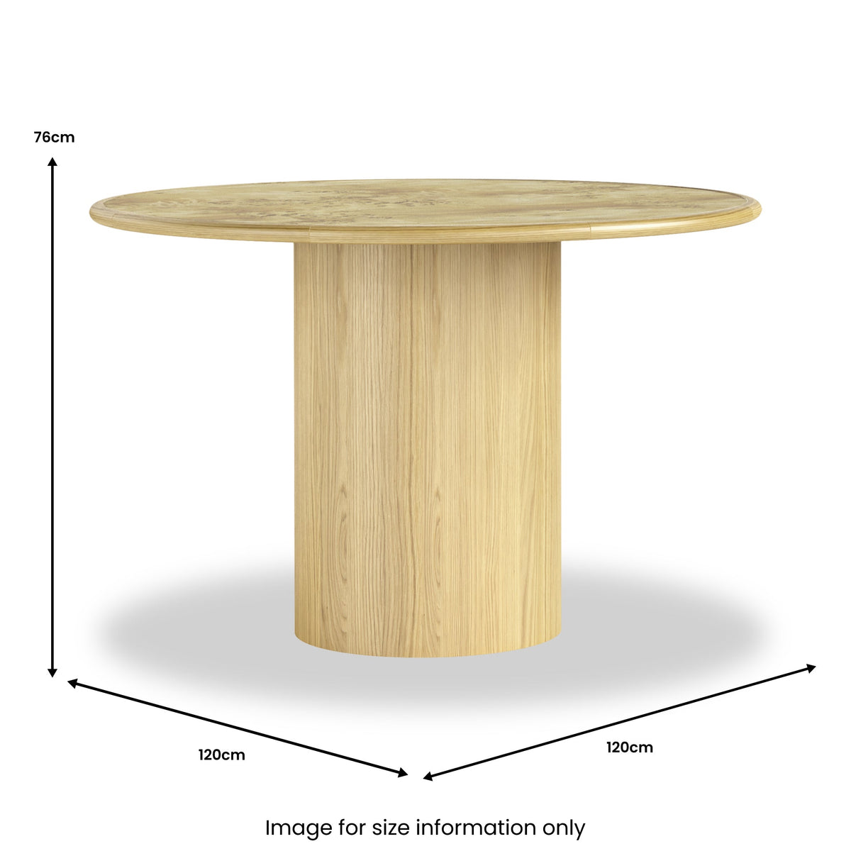 Calder Light Burl 120cm Round Dining Table
