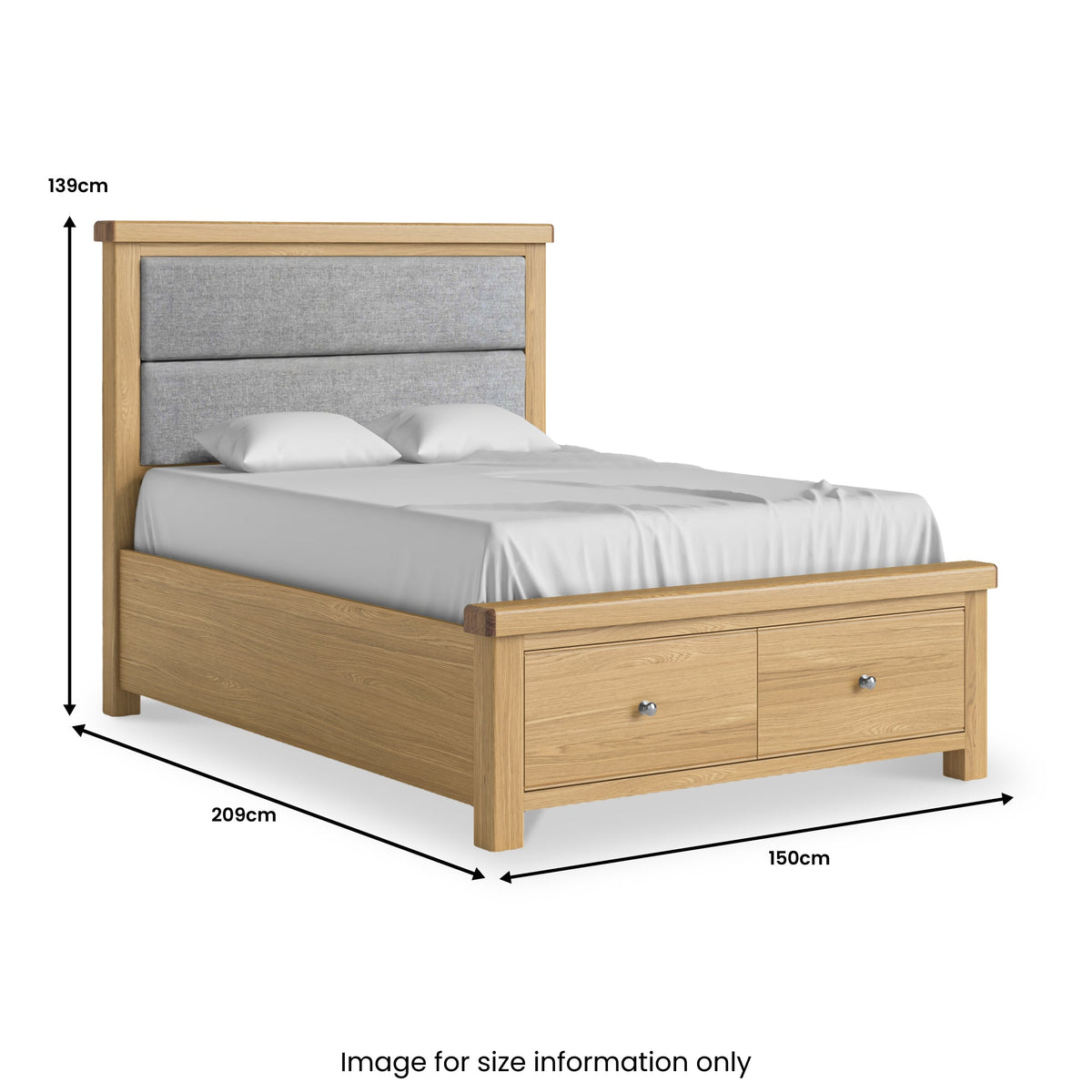 Portland Oak Bed Frame With Drawers