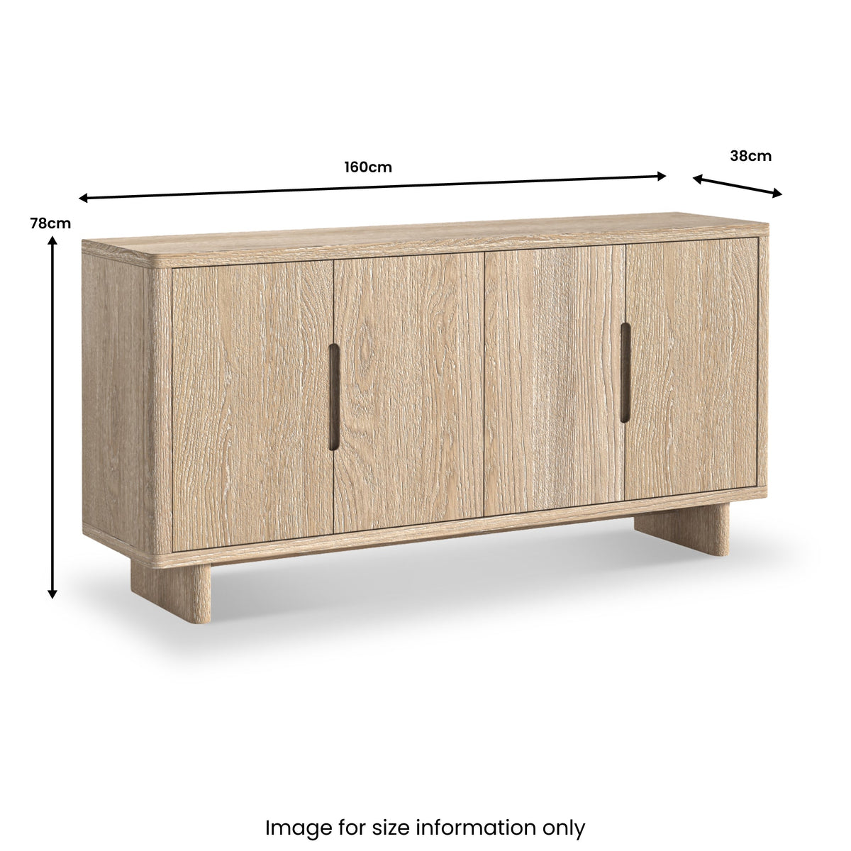 Mylor Washed Oak 4 Door Sideboard