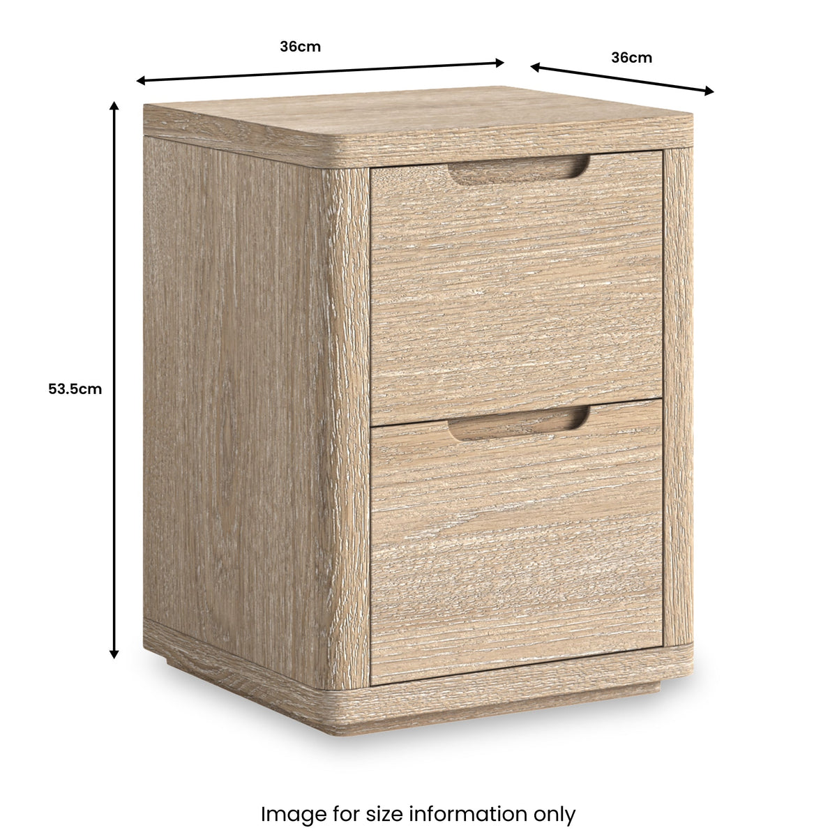 Mylor Washed Oak 2 Drawer Bedside