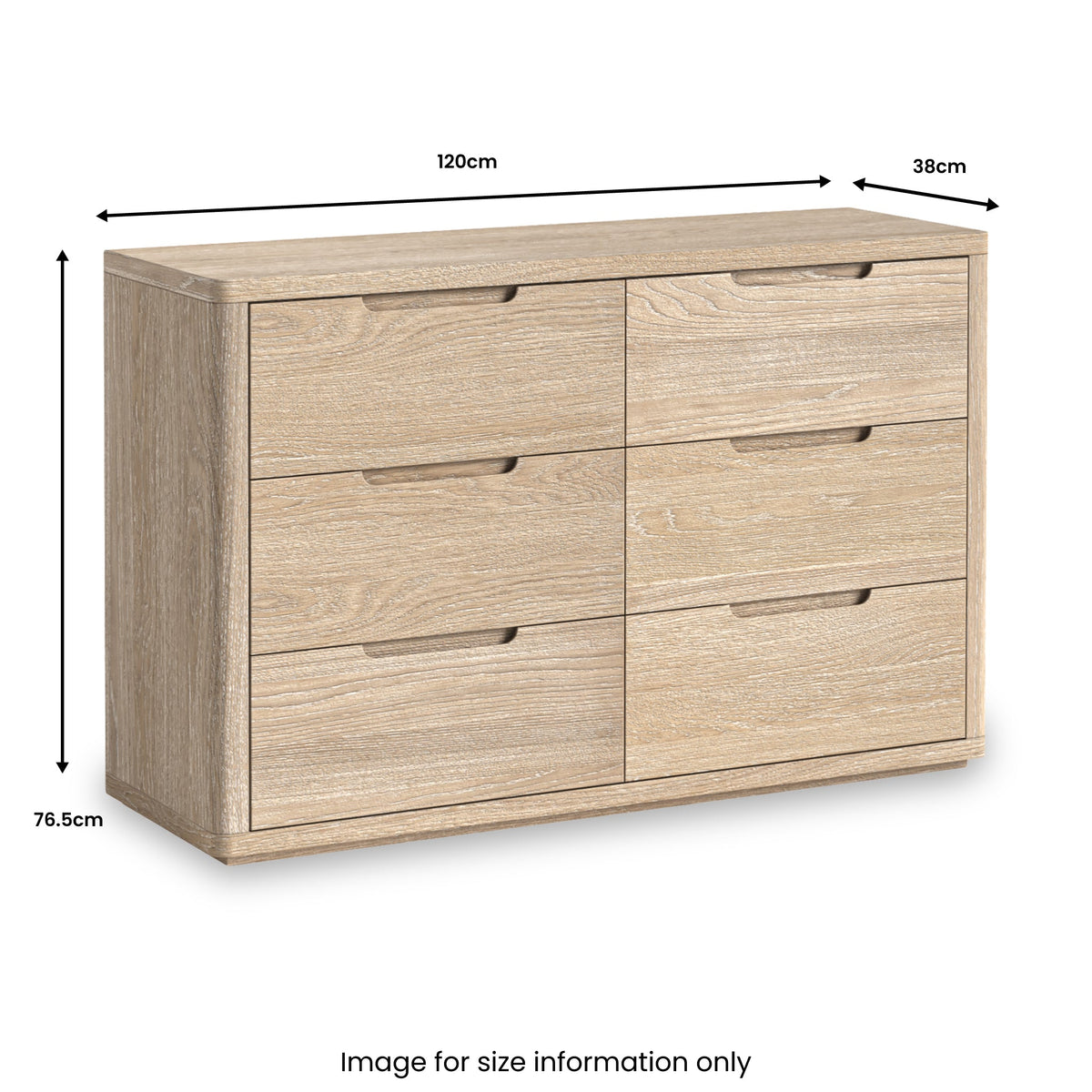 Mylor Washed Oak 6 Drawer Chest