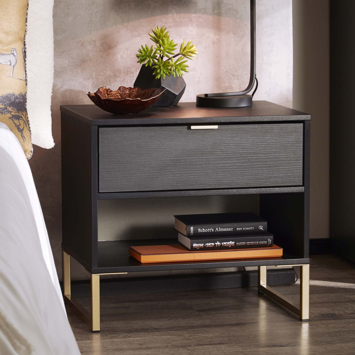 Hudson 1 Drawer with Open Shelf Side Table