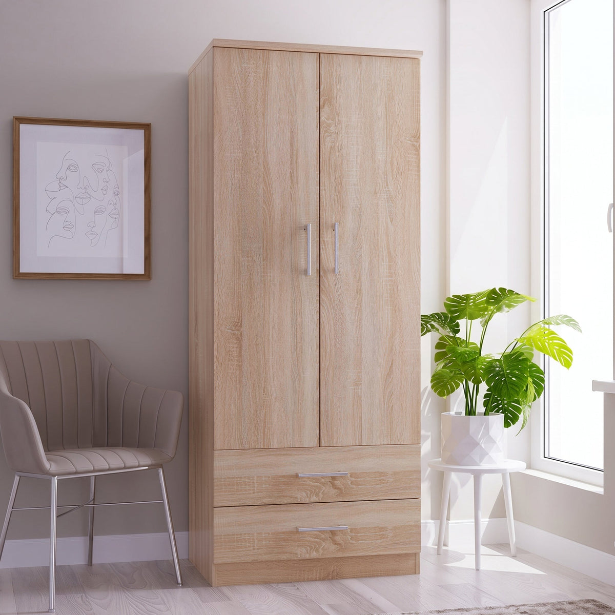 Hadley Double Wardrobe With 2 Drawers