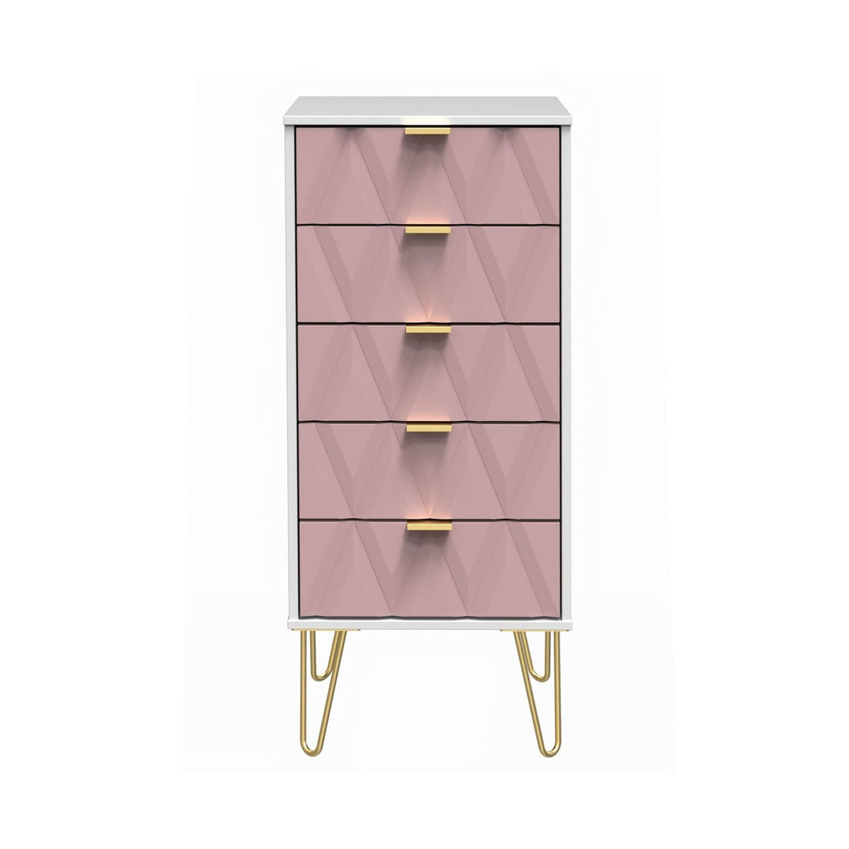 Geo 5 Drawer Tallboy with Gold Hairpin Legs