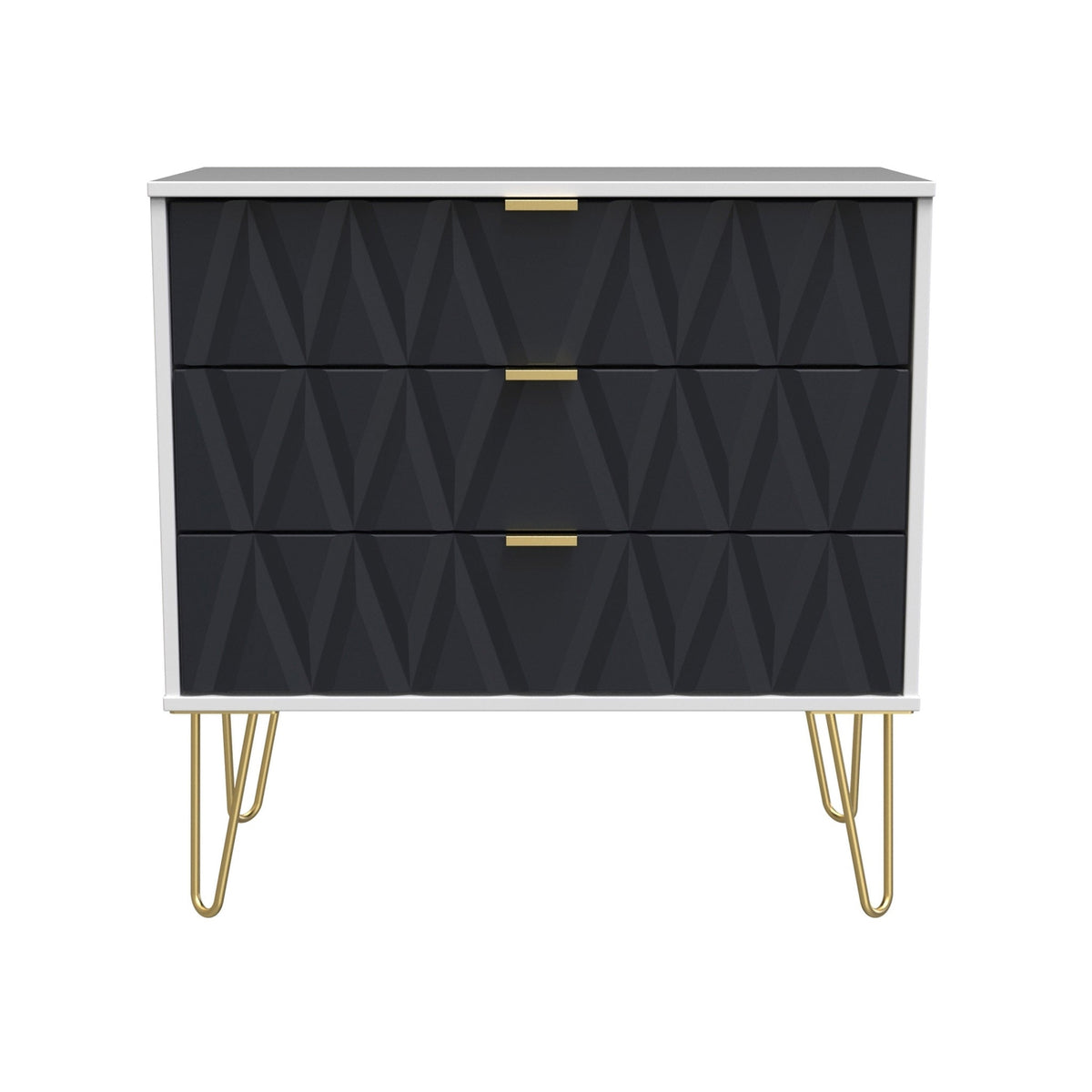 Geo 3 Drawer Chest with Gold Hairpin Legs