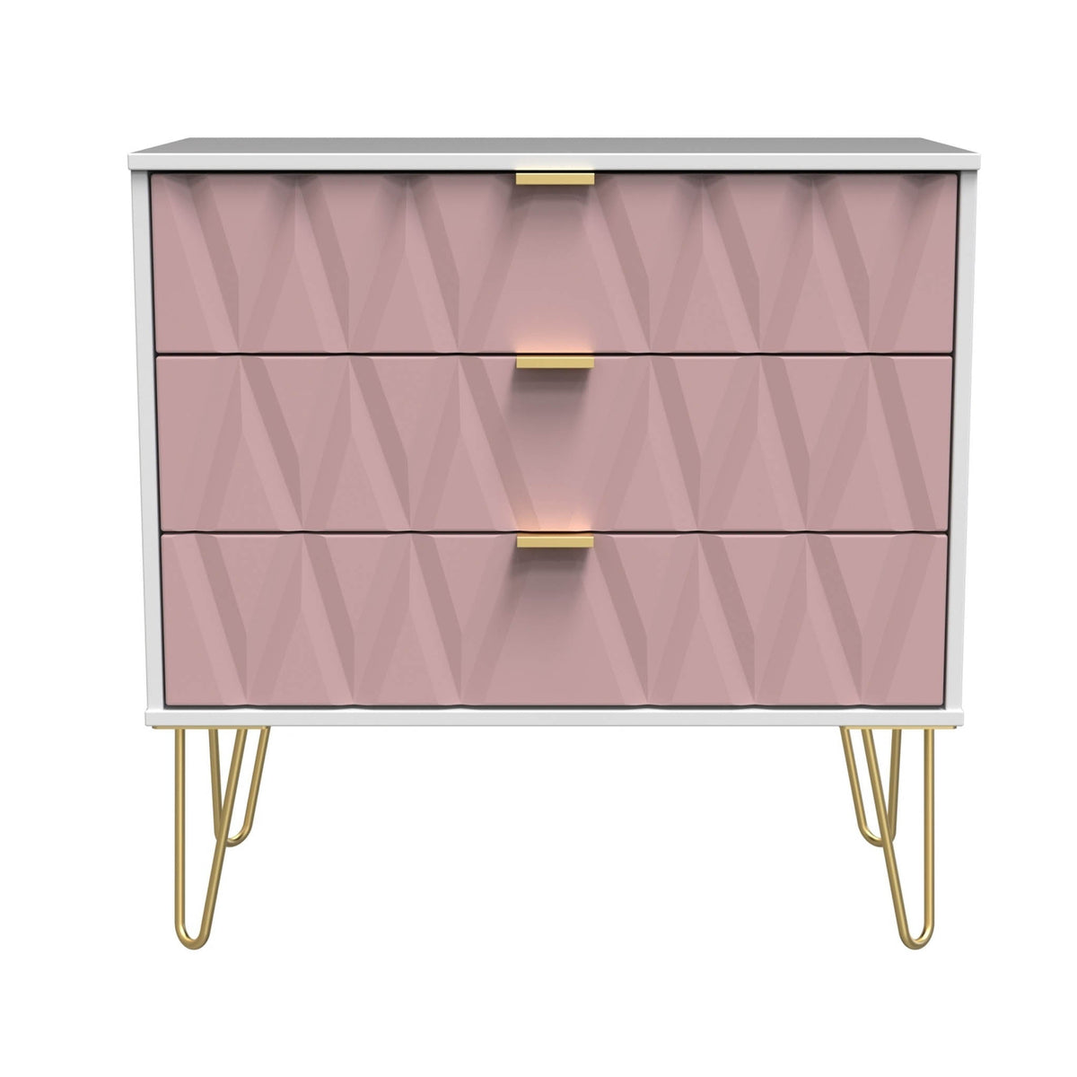 Geo 3 Drawer Chest with Gold Hairpin Legs