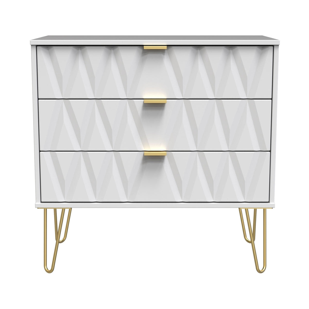 Geo 3 Drawer Chest with Gold Hairpin Legs