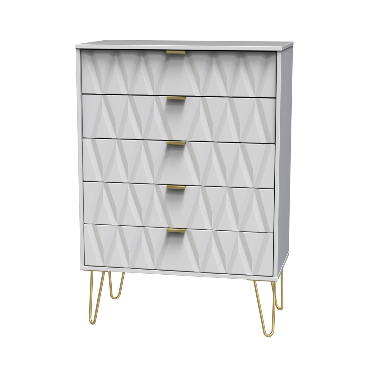 Geo 5 Drawer Chest with Gold Hairpin Legs