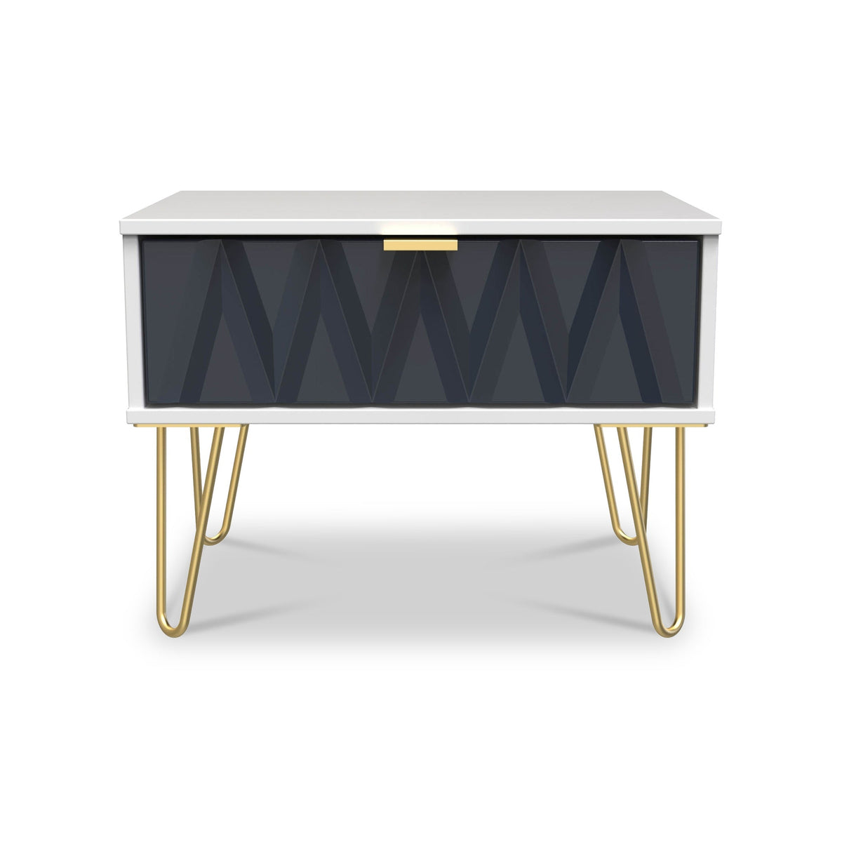 Geo 1 Drawer Side Table with Gold Hairpin Legs