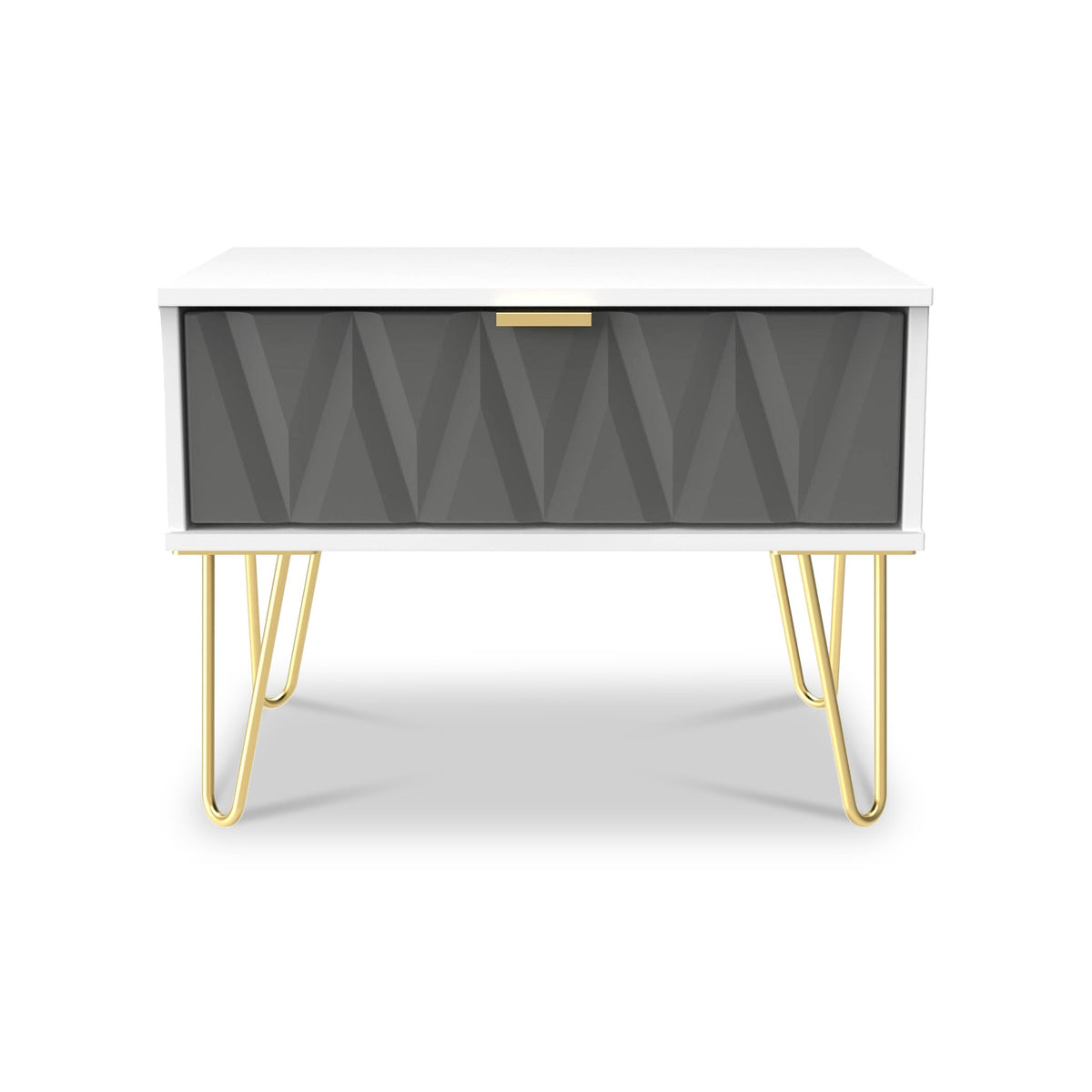 Geo 1 Drawer Side Table with Gold Hairpin Legs