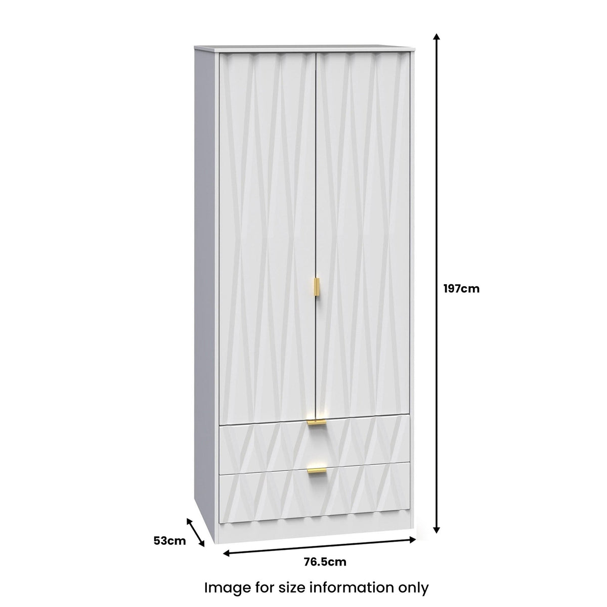 Geo Panelled 2 Door 2 Drawer Wardrobe