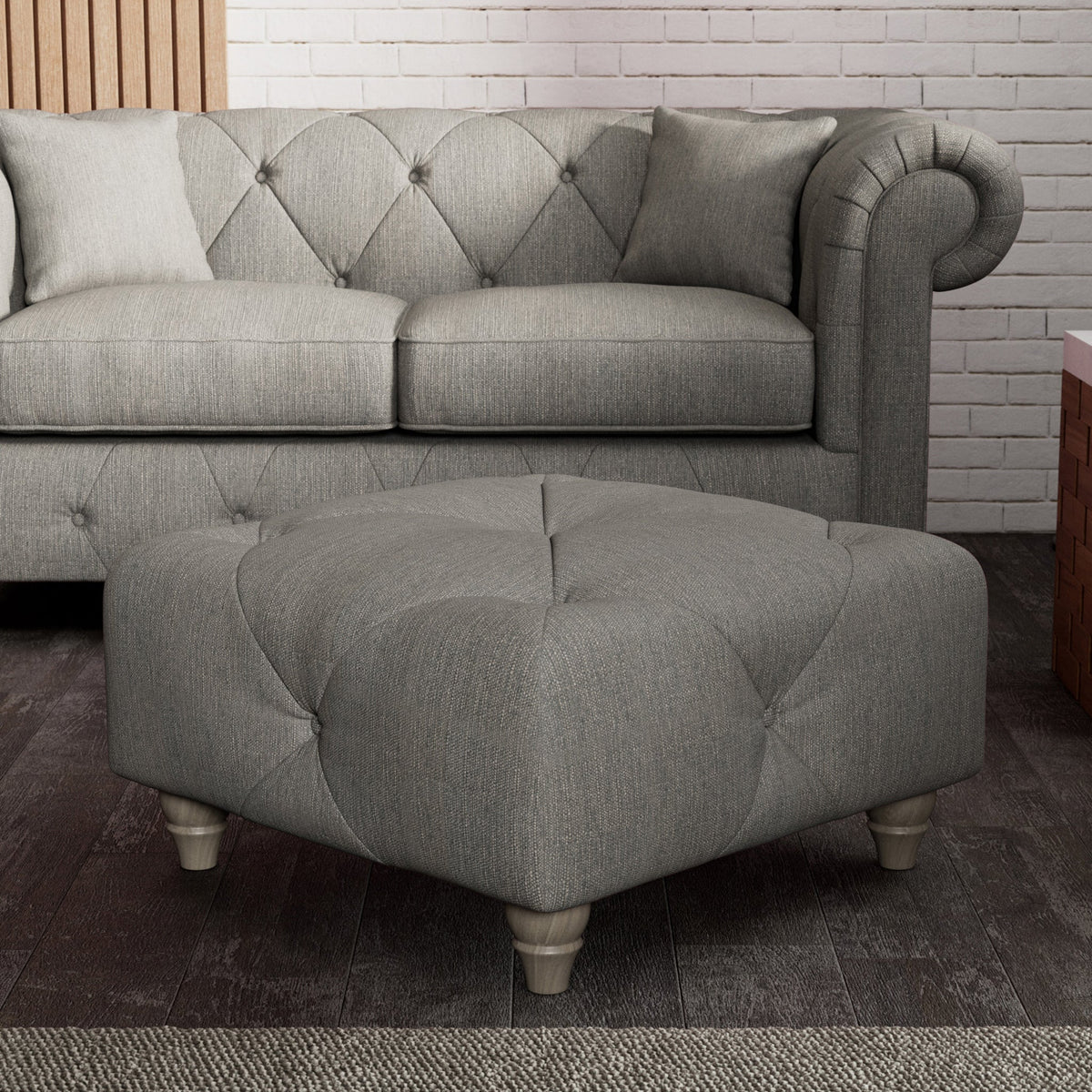 Everett Button Top Footstool