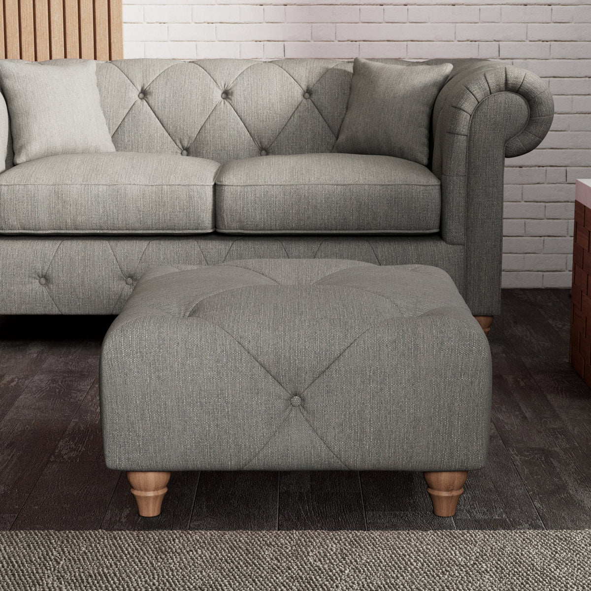 Everett Button Top Footstool