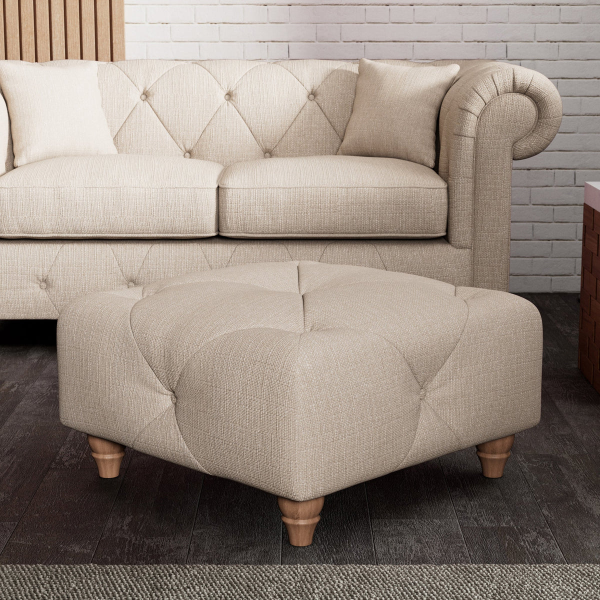 Everett Button Top Footstool