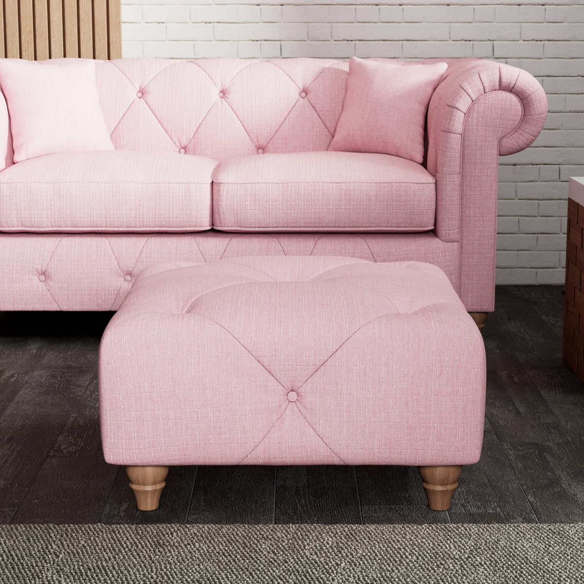 Everett Button Top Footstool