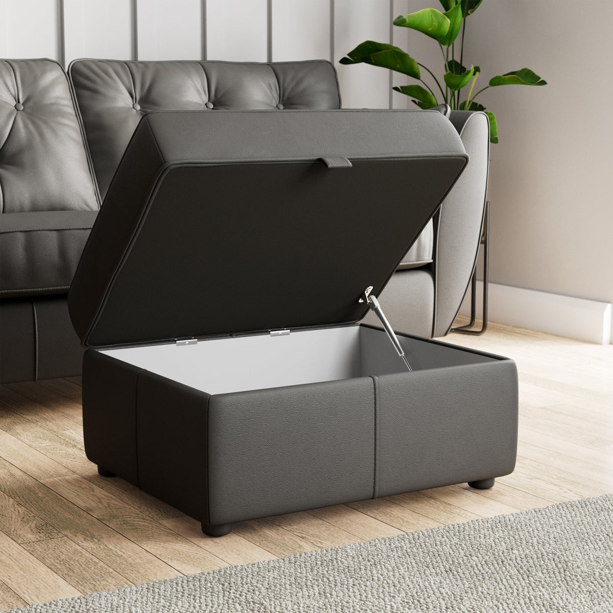 Edison Leather Storage Footstool